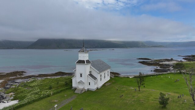 The Gimsoy Church on the Lofoten Islands, Norway