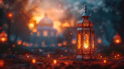 Arabic lantern of ramadan celebration background - obrazy, fototapety, plakaty
