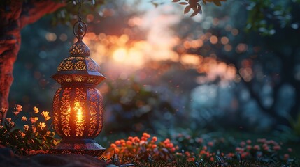 Arabic lantern of ramadan celebration background