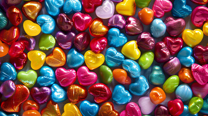 Fototapeta na wymiar Background of brightly colored candy hearts