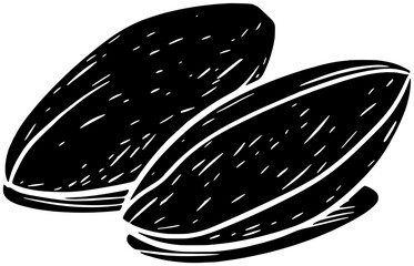 almond illustration food silhouette nut logo healthy icon organic outline vegetarian natural nature kernel leaf raw group macro seed shape of nature kernel for vector graphic background