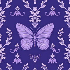 lila Butterfly seamless tile pattern background, ai generated