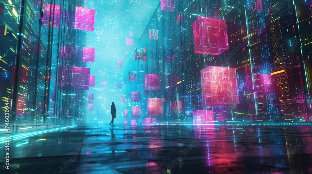 Poster an artistic interpretation of a data engineer's world, blending structured data elements into an abs