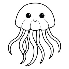 Vector of jellyfish illustration coloring page for kids