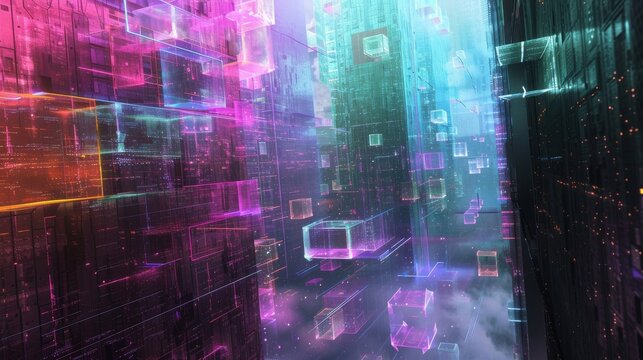 An artistic interpretation of a data engineer's world, blending structured data elements into an abstract, visually intriguing composition.