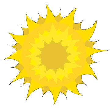 The sun is drawn in different levels. The planet depicts a lamp blazing with fiery rays.