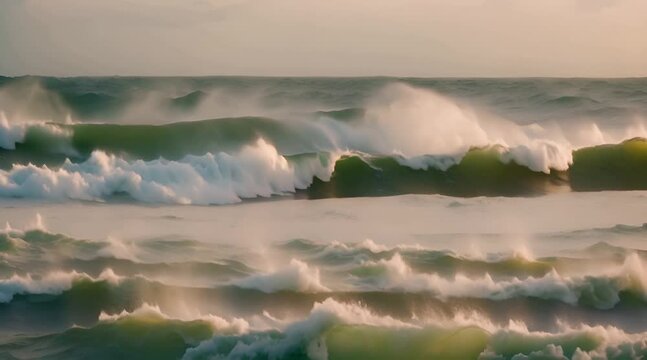 Perfect big blue breaking sea wave motion