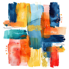 Abstract watercolor forms for your creative project on a transparent background, Generative AI