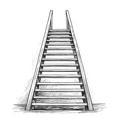 Ladder Monochrome ink sketch vector drawing, engraving style vector illustration
