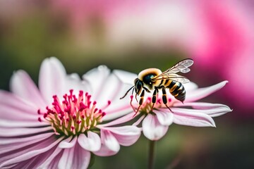 bee on pink flower