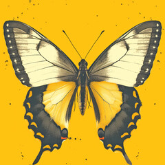 yellow Butterfly seamless tile pattern background, ai generated