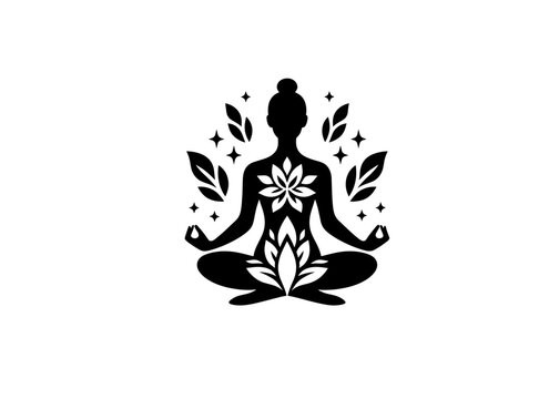 Woman Yogo Logo, Floral Style. 