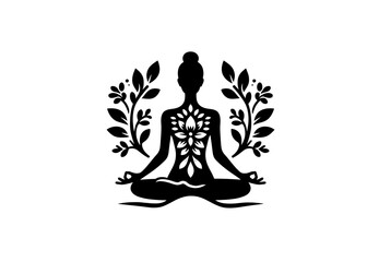 Woman Yogo Logo, Floral Style. 