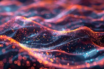 Abstract visualization of digital data transfer vibrant streams of data flowing between cloud computing nodes