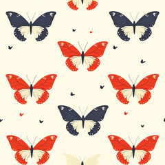 colored Butterfly seamless tile pattern background, ai generated