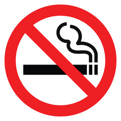 No Smoking Smoke Sign round icon. Stop cigarette symbol. Forbidden Forbid cigarette tobacco area. Red prohibition prohibited. Flat vector illustration