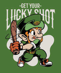 Leprechaun Playing Baseball Get Your Lucky Shot t-shirt