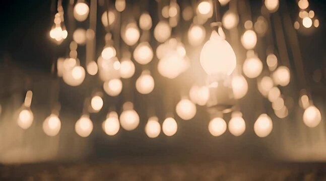 Light bulbs hanging with blurred background video