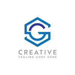 Creative hexagon shape letter SG business logo design