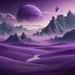 Surreal and dreamlike landscape wallpaper in purple tones - generated by ia