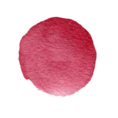 Red, pink, rose watercolor circle isolated on white background. Watercolour hand painted round shape with uneven edges. - 746025777