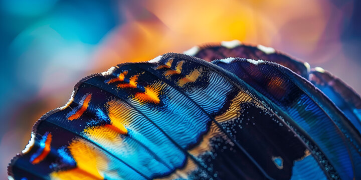 A macro photo, a background of a wing of a butterfly Papilio maackii Menetres, the alpine black swallowtail.
