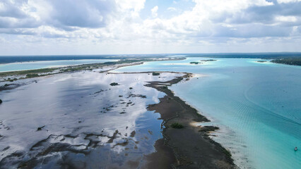 Aerial View From Bacalar, Houses, dock, perfect instant