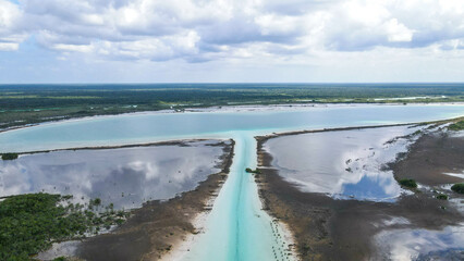 Aerial View From Bacalar, Houses, dock, perfect instant