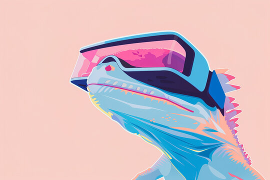 Virtual reality experience through an iguana's eyes. Generative ai image