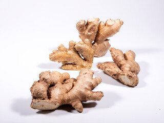 organic ginger root on white background