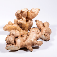 organic ginger root on white background