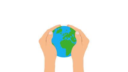 female hands hold the planet earth on a white background. the concept of protecting the environment on the planet