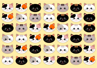 seamless pattern with funny cats kawaii