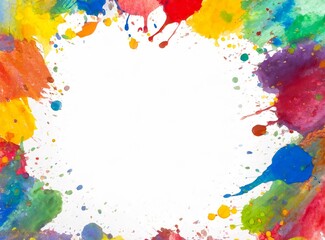 Fototapeta premium White background with paint splashes. Frame design. Copy space for text.