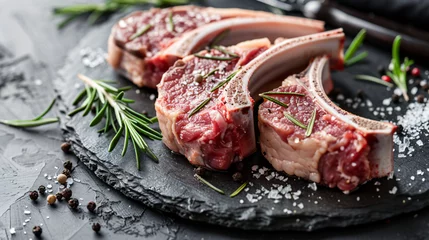 Fotobehang Behold the raw beauty of our Lamb Cutlet a culinary © fisher