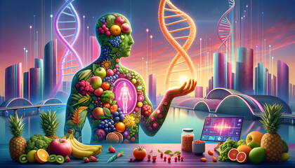 Nutrigenomics: Future of Personalized Health in Pop Futurism Style