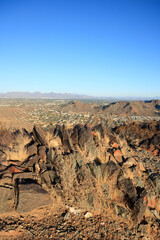 Sharp rocks and boulders at the very top of hiking trails, North Mountain Park, Phoenix, Arizona