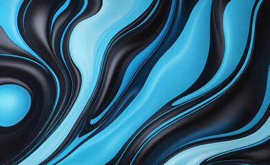 blue and black abstract colorful psychedelic organic liquid paint ink marble texture background. dark fluent surface wave motion mix random pattern. creativity flow painting coincidence concept. - obrazy, fototapety, plakaty