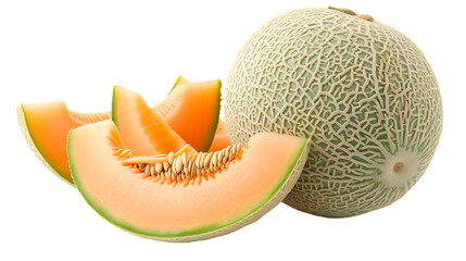 Cantaloupe melon isolated on transparent background 