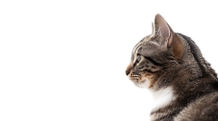 cat sits sideways on a transparent background