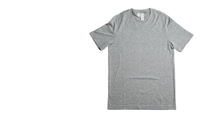 Blank gray t-shirt mockup compose isolated on empty background, grey tshirt mock-up concept for design