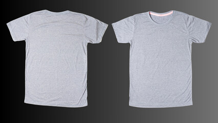 Blank gray t-shirt mockup compose isolated on empty background, grey tshirt mock-up concept for...
