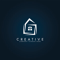 Kindergarten kids school logo icon Simple real estate house logo design template