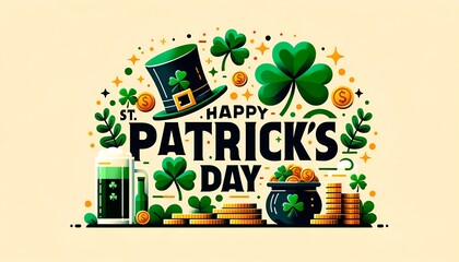 Vector style illustration of greeting card for saint patrick's day.