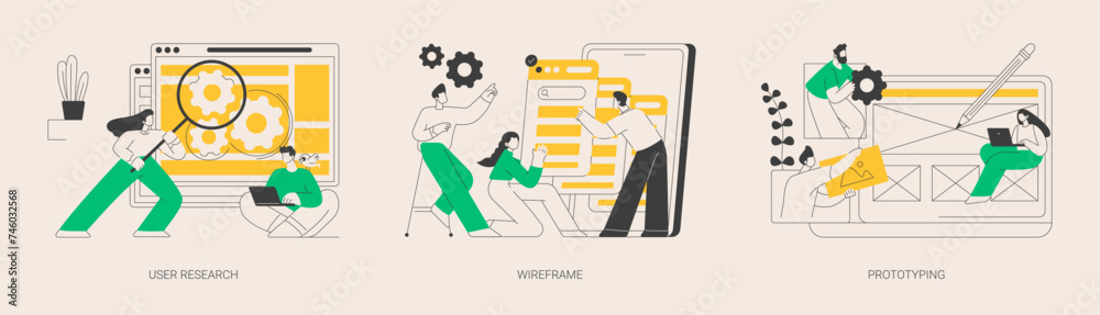 Sticker ux design abstract concept vector illustrations.