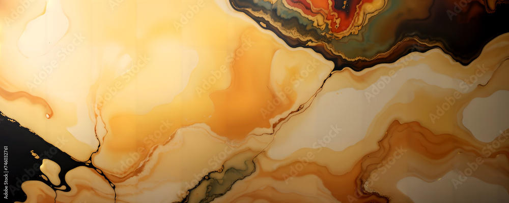 Wall mural abstract red and yellow marble texture for wallpaper background