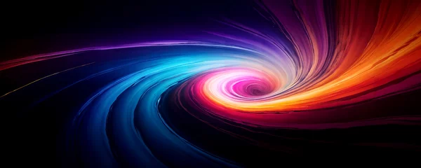 Rollo Black hole attracting light like a spiraling vortex, kaleidoscopic abstract background with copy space © lumerb
