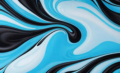 青と黒の抽象的なカラフルなサイケデリックな有機液体ペイント インク大理石のテクスチャ背景。ダークで滑らかな表面波動ミックスランダムパターン。創造性フロー絵画の偶然のコンセプト。