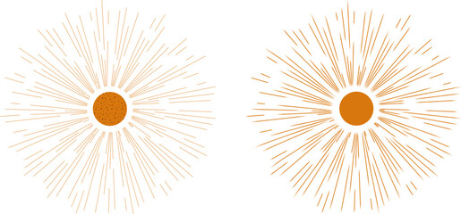 Bohemian linear set poster Sun print boho minimalist printable wall art style geometric abstract sunset sunrise print art work vector banner vintage texture natural color © Alena