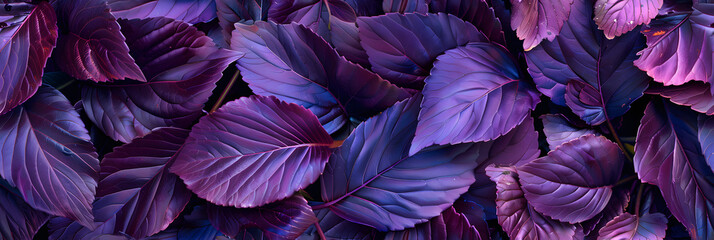 photographic background of lush purple iredescend leaves - obrazy, fototapety, plakaty